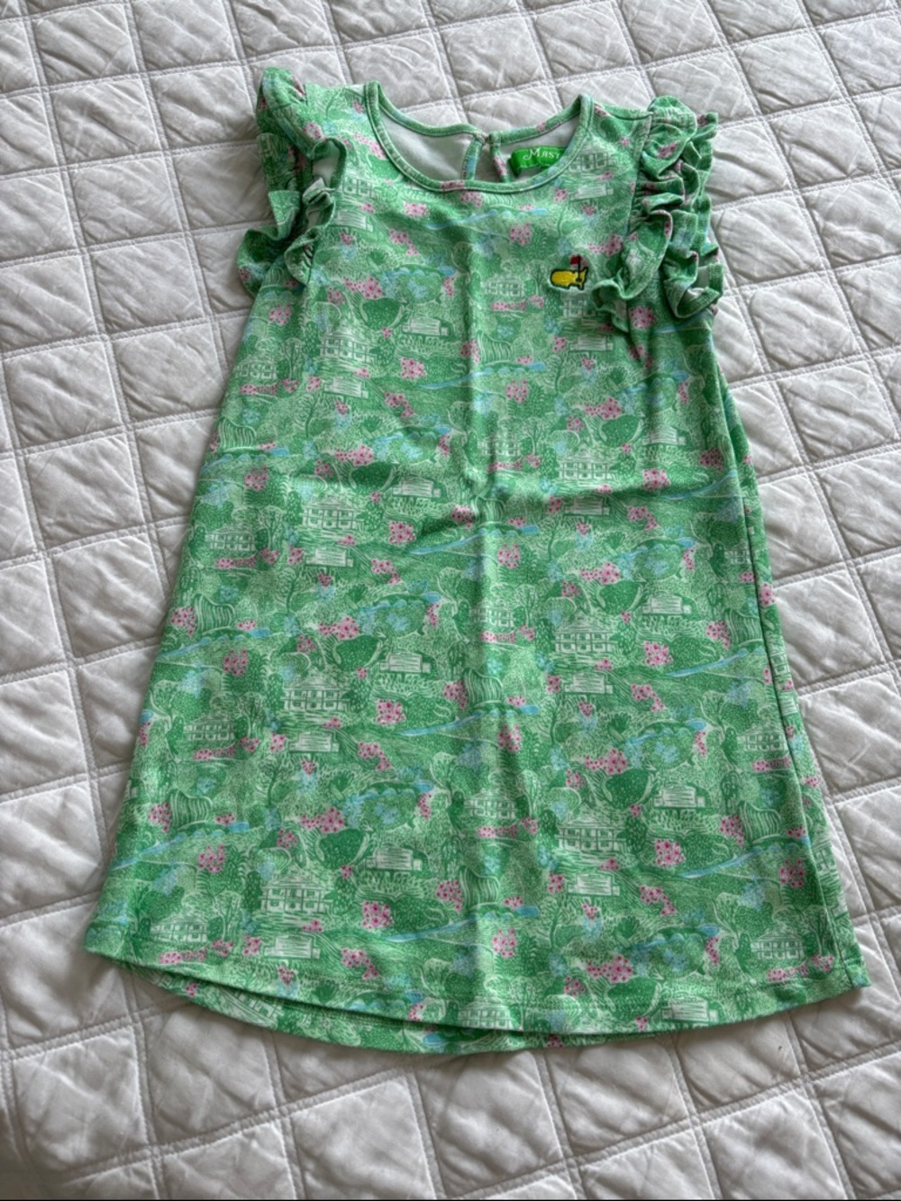Masters Green Floral Ruffle-Sleeve Casual Dress